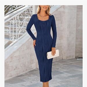 Prettygarden women’s spring square neck slit bodycon long dress